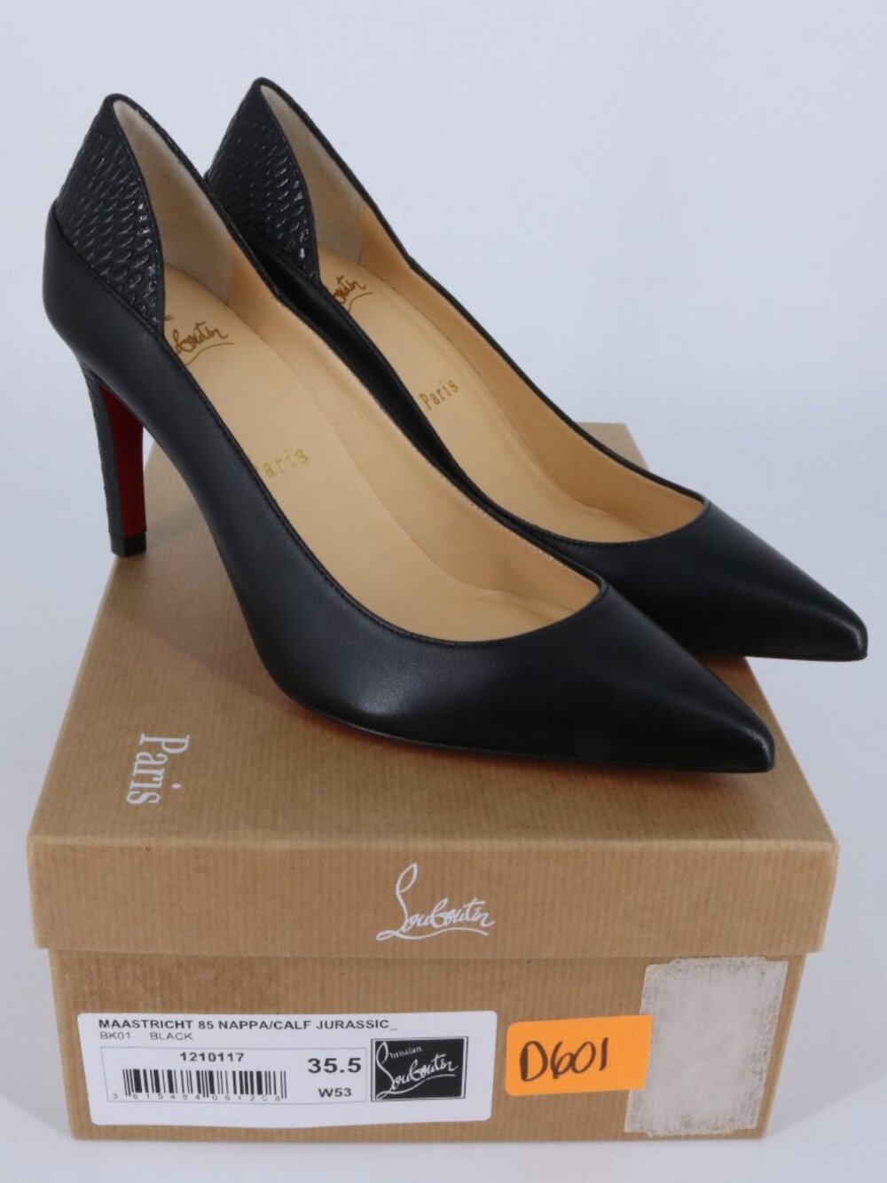 35.5 Christian Louboutin Maastricht 85mm Black Leather Pumps Heels D601